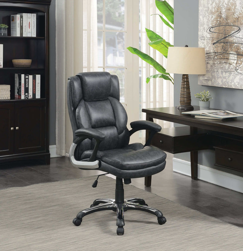 Geor - Grey & Black - Office Chair w/ Padded Arm - Ornate Home