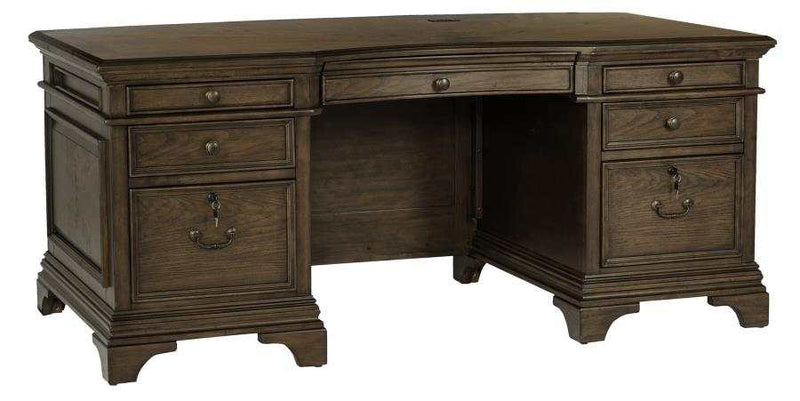 Hartshill - Burnished Oak - Executive Desk w/ File Cabinets - Ornate Home