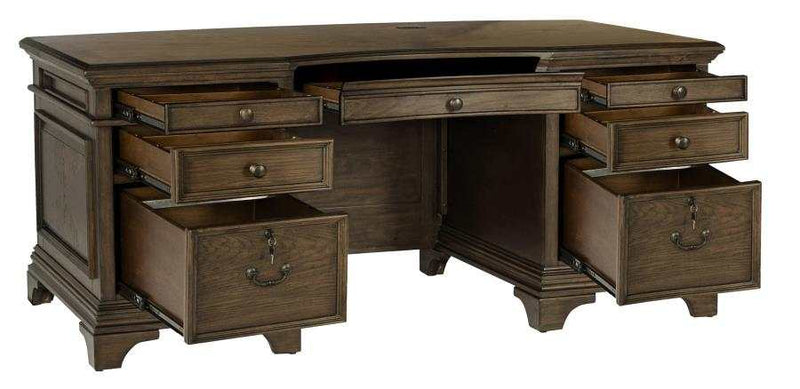 Hartshill - Burnished Oak - Executive Desk w/ File Cabinets - Ornate Home