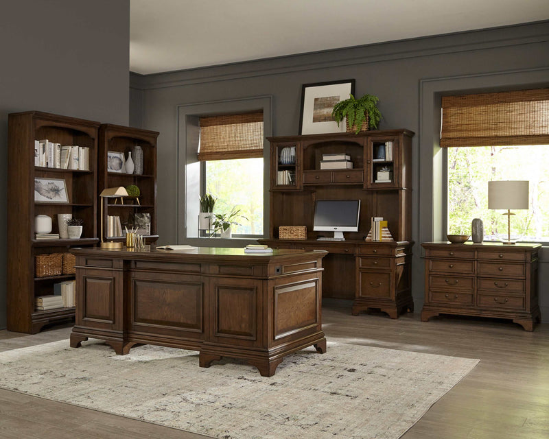 Hartshill - Burnished Oak - Credenza w/ Hutch - Ornate Home