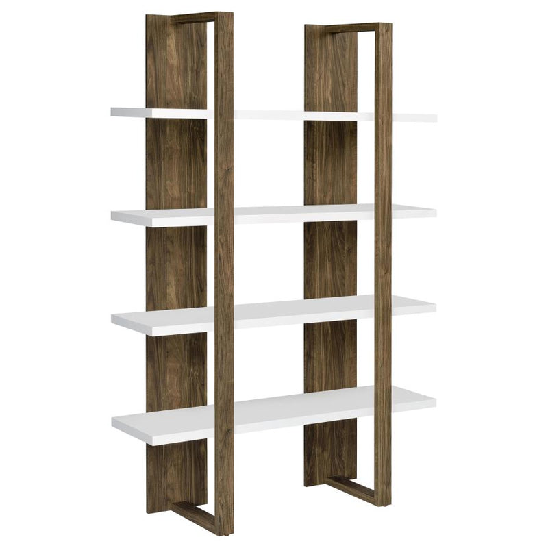 Danbrook Aged Walnut & White Bookcase w/ Full-length Shelves