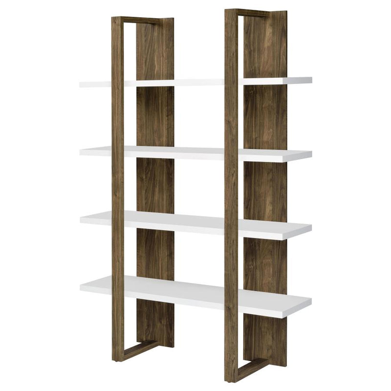 Danbrook Aged Walnut & White Bookcase w/ Full-length Shelves