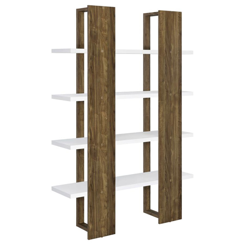 Danbrook Aged Walnut & White Bookcase w/ Full-length Shelves