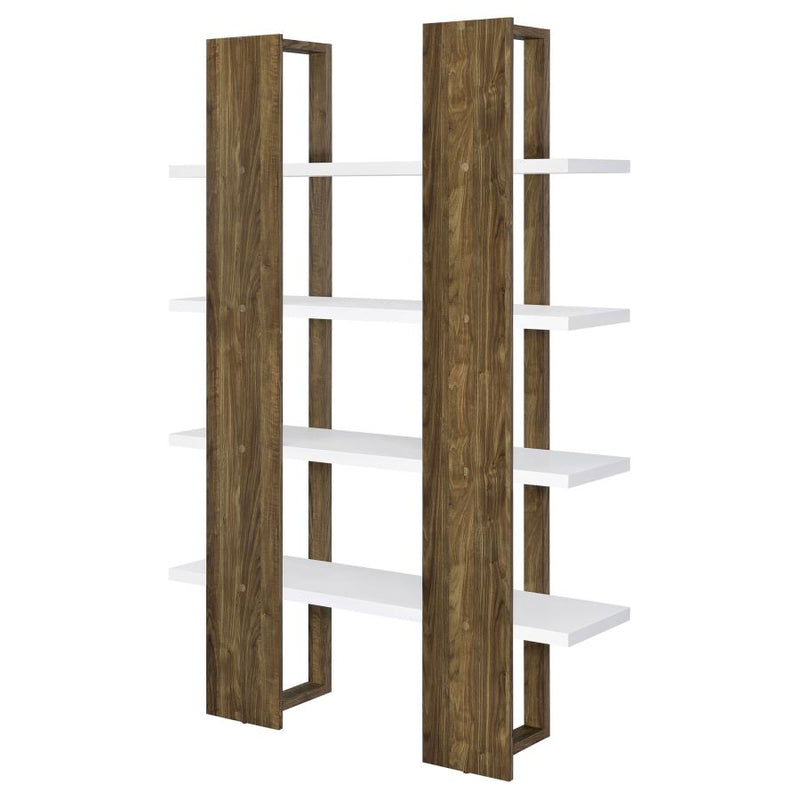 Danbrook Aged Walnut & White Bookcase w/ Full-length Shelves