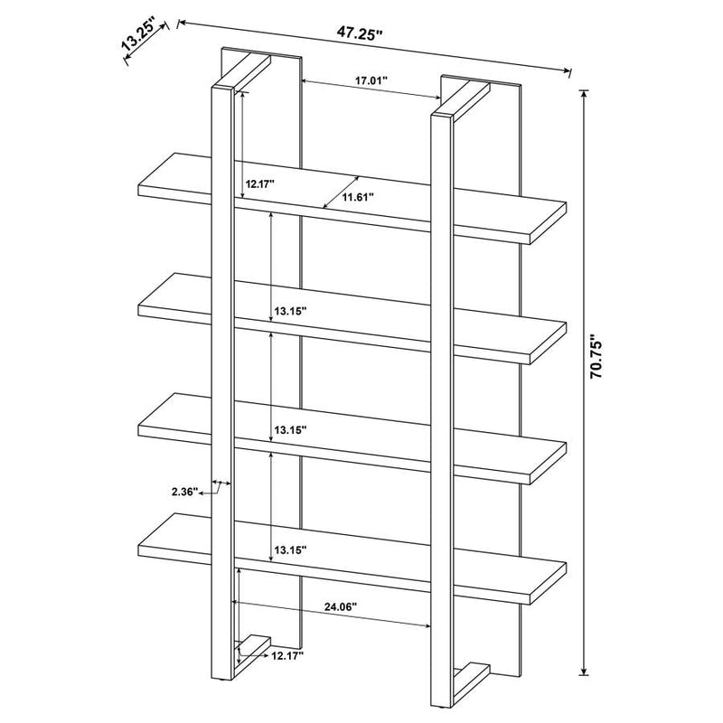 Danbrook Aged Walnut & White Bookcase w/ Full-length Shelves