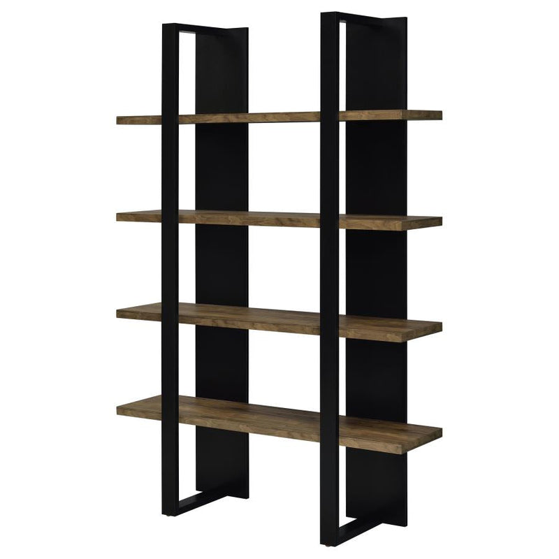 Danbrook Aged Walnut & Black Bookcase w/ Full-length Shelves