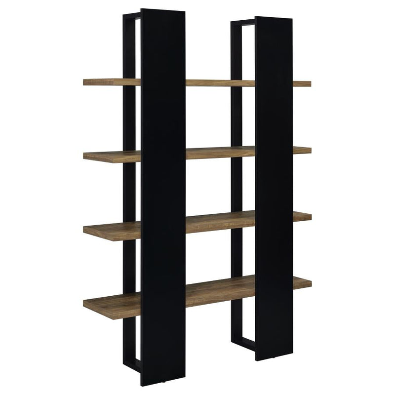 Danbrook Aged Walnut & Black Bookcase w/ Full-length Shelves