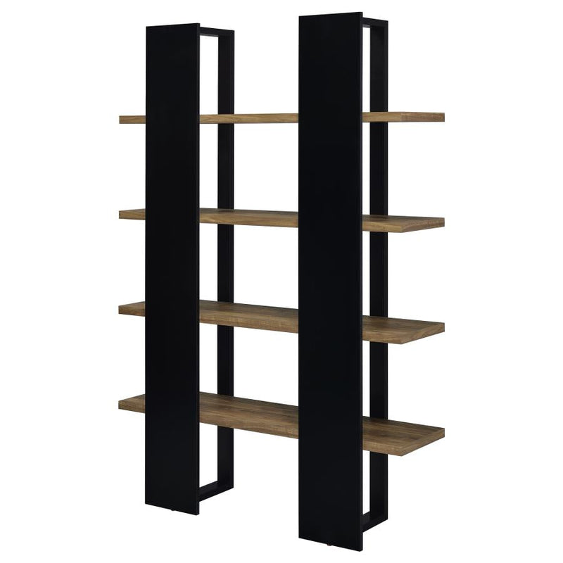 Danbrook Aged Walnut & Black Bookcase w/ Full-length Shelves