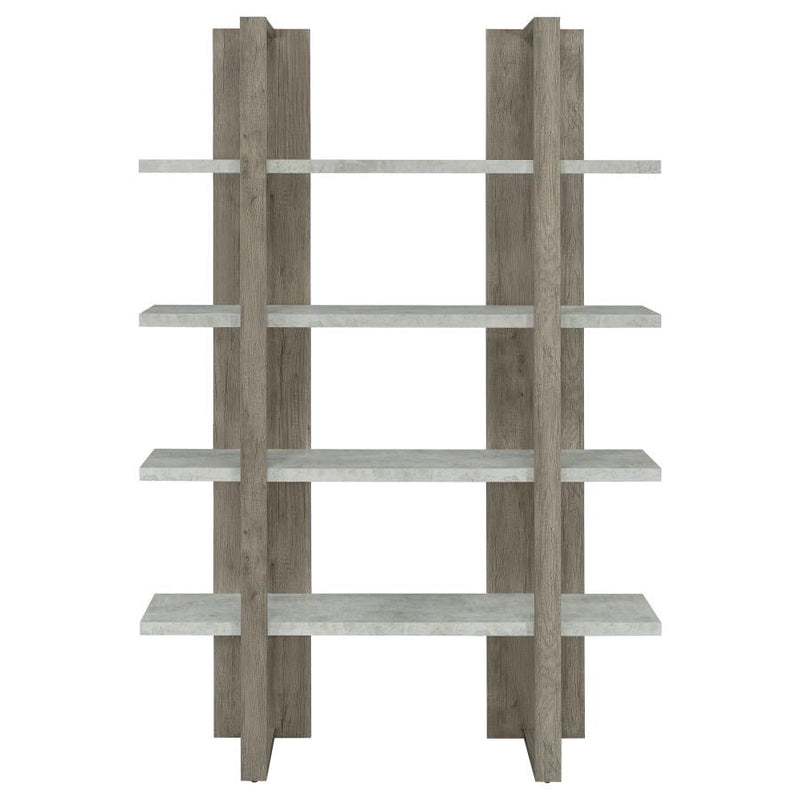 Danbrook Grey Driftwood & Cement Bookcase w/ Full-length Shelves