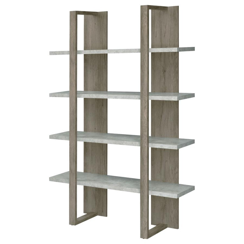 Danbrook Grey Driftwood & Cement Bookcase w/ Full-length Shelves