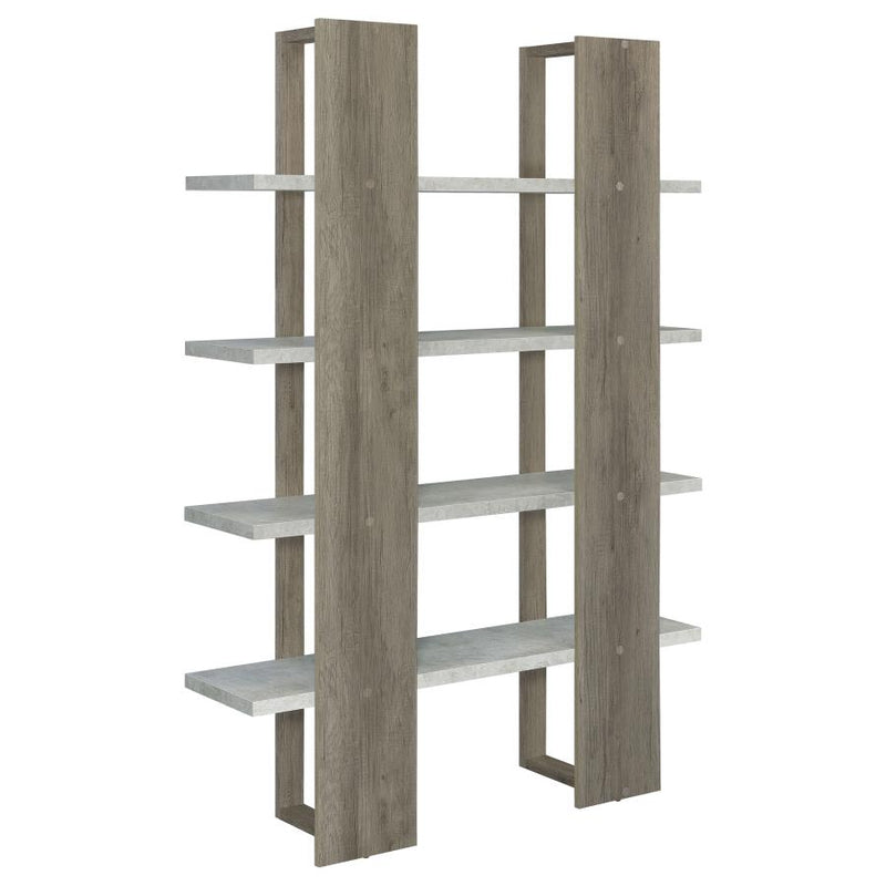 Danbrook Grey Driftwood & Cement Bookcase w/ Full-length Shelves