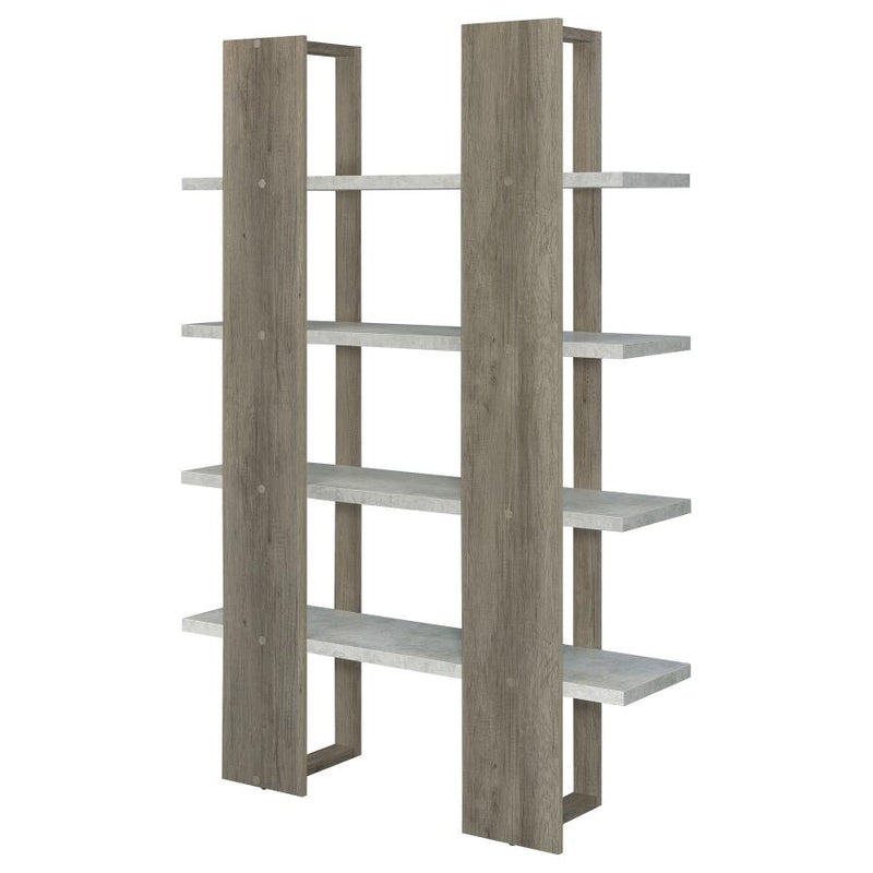 Danbrook Grey Driftwood & Cement Bookcase w/ Full-length Shelves