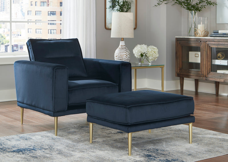 Macleary Velvet Stationary Accent Chair & Ottoman