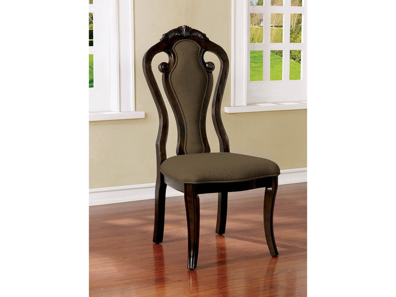 Rosalina Walnut & Beige Dining Chair (Set of 2)