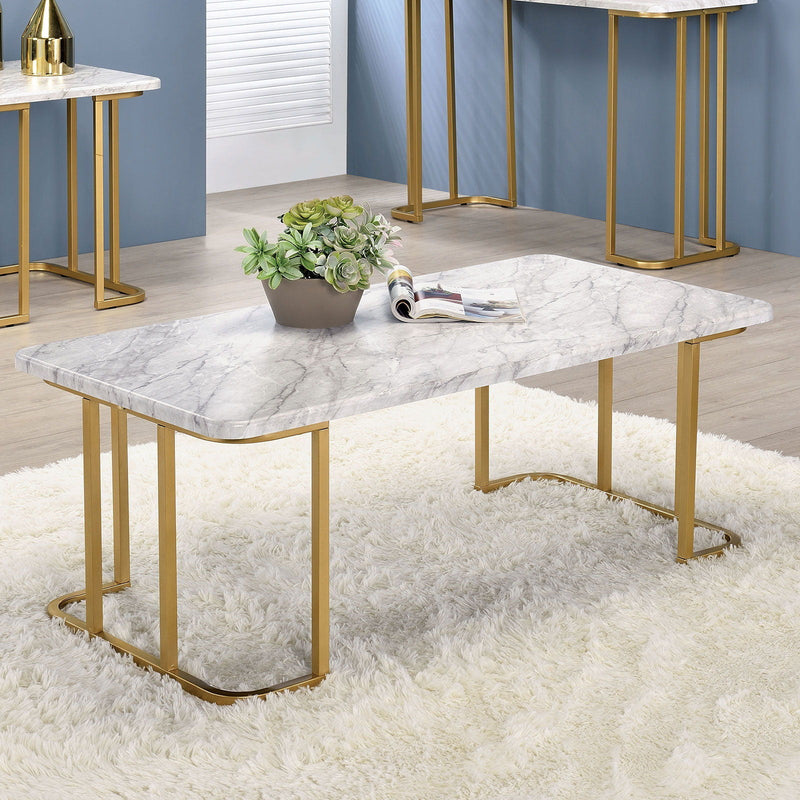 Calista Gold & White Coffee Table