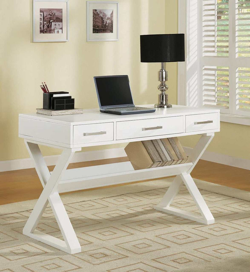 Krista - White - 3 drawer Writing Desk - Ornate Home