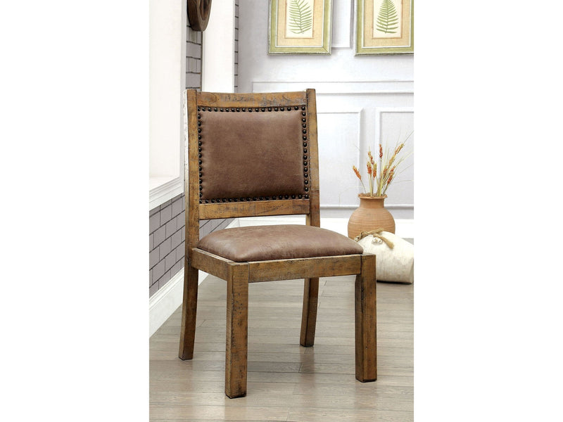 Gianna Rustic Oak & Brown Dining Chair (Set of 2)