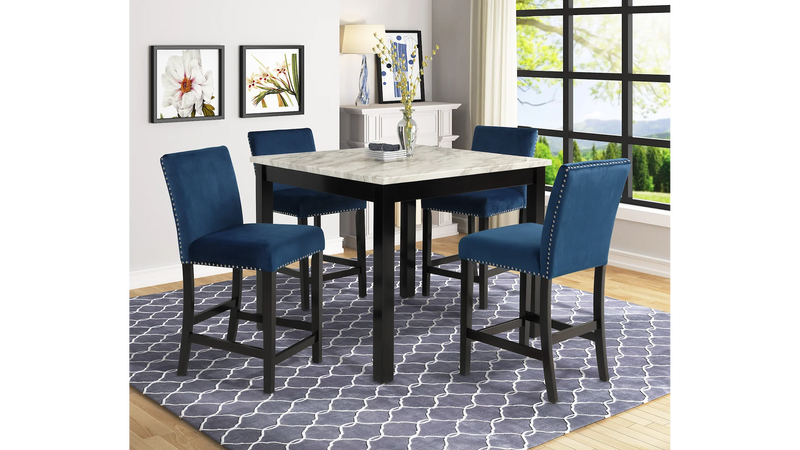 Lennon Royal Blue Counter Height Dining Room Set / 5pc