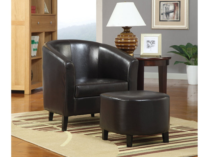 Lacie - Dark Brown - Accent Chair w/ Ottoman - Ornate Home