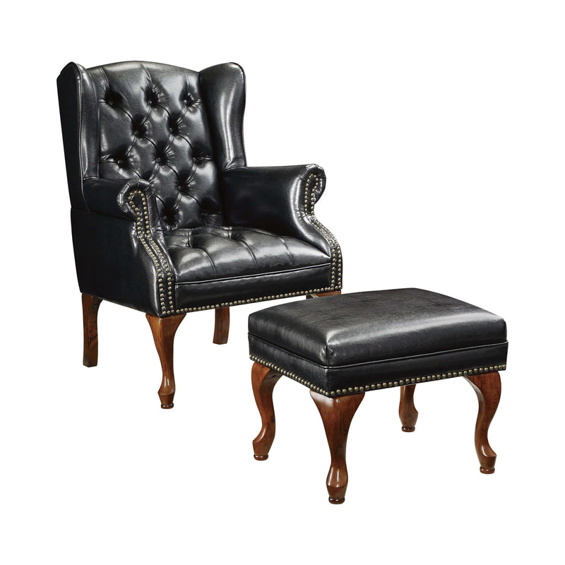 Celyn - Black & Espresso  - Accent Chair and Ottoman - Ornate Home