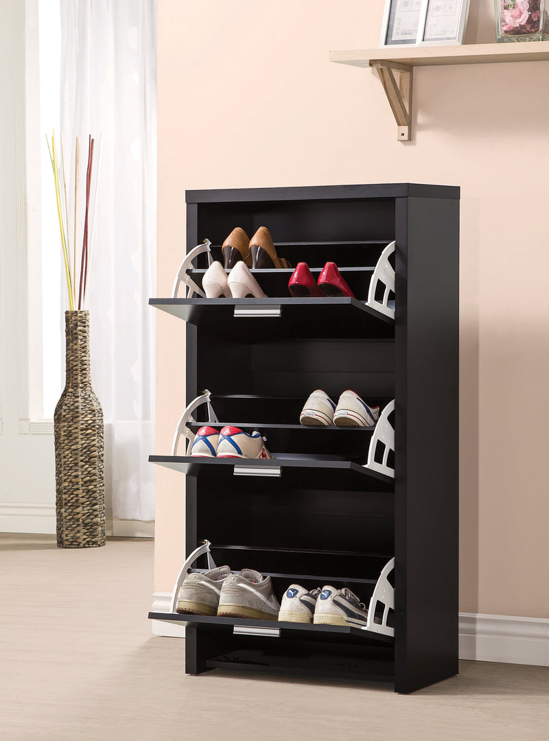 Vivian Black 3 Drawer Shoe Cabinet