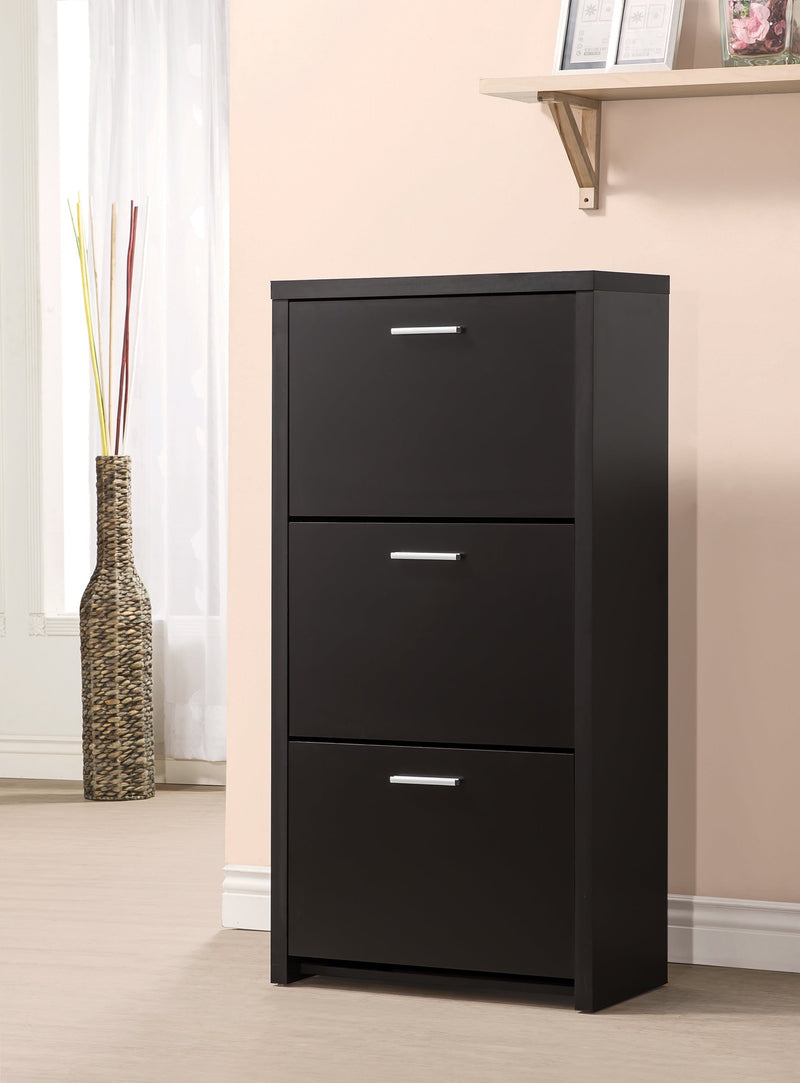 Vivian Black 3 Drawer Shoe Cabinet