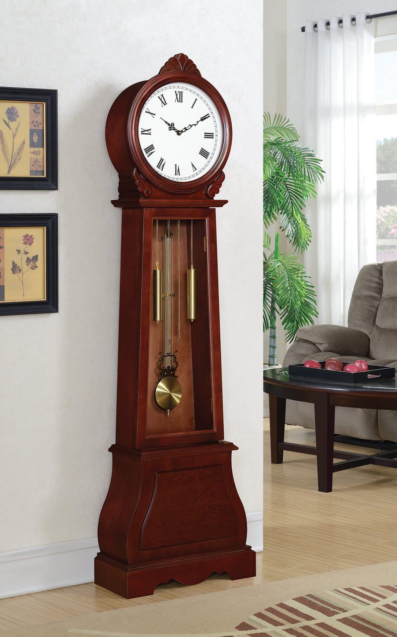 Narcissa Brown Red Grandfather Clock w/ Chime