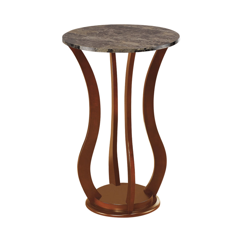 Elton Brown Round Marble Top Accent Table