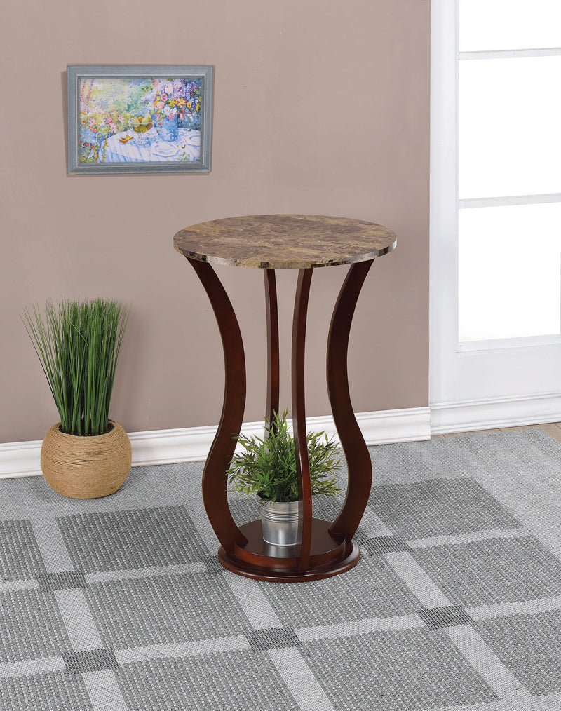 Elton Brown Round Marble Top Accent Table