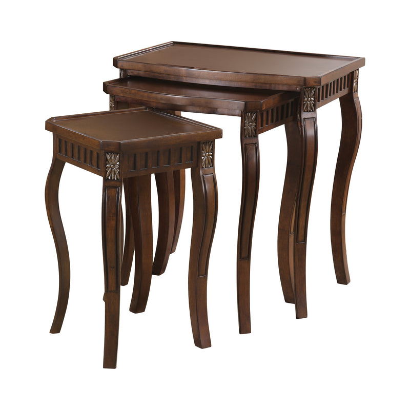 Daphne Warm Brown 3pc Curved Leg Nesting Table Set