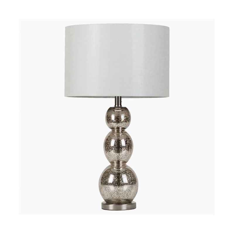 Mineta White & Antique Silver Table Lamp