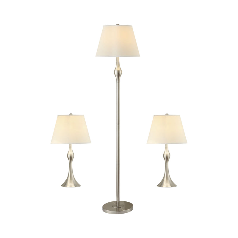 Griffin Brushed Nickel 3pc Slender Lamp Set