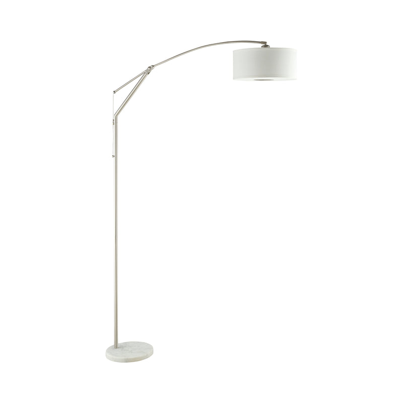 Moniz Chrome & White Adjustable Arched Arm Floor Lamp