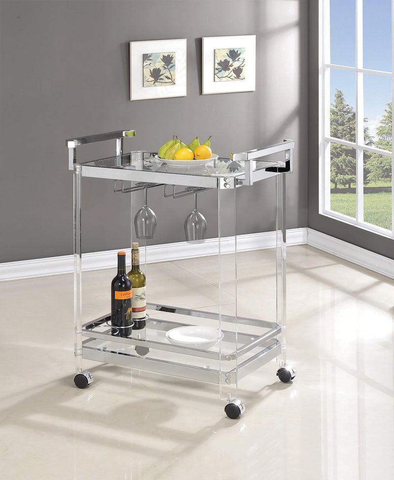 Jefferson Clear Acrylic & Chrome Serving Cart