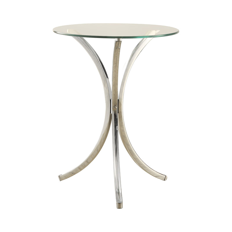 Eloise Chrome Round Accent Table w/ Curved Legs