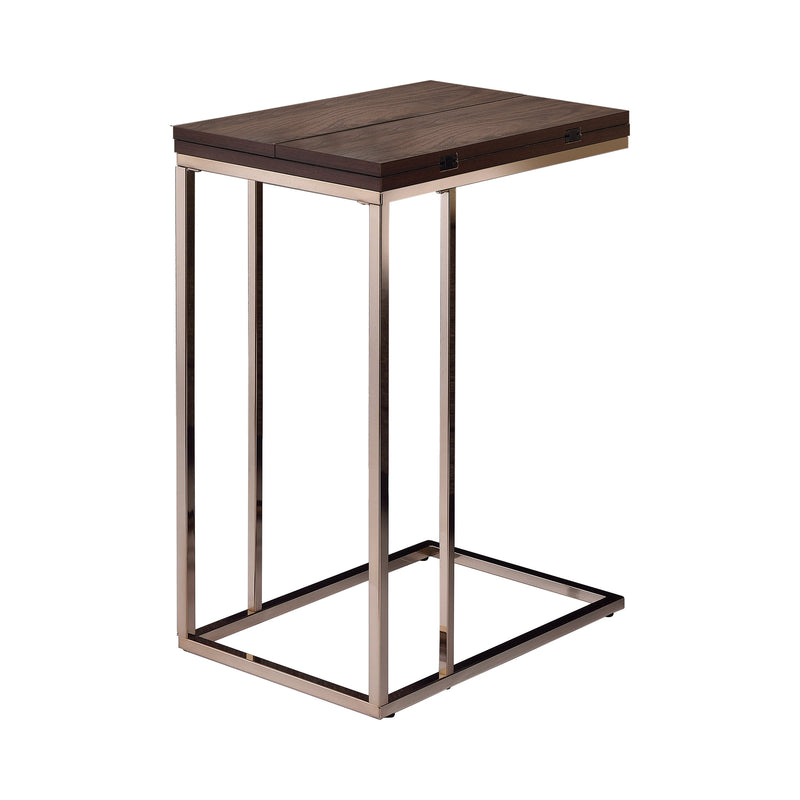 Pedro Chestnut & Chrome Expandable Top Accent Table