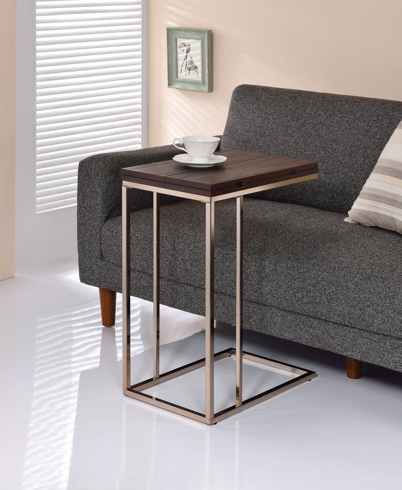 Pedro Chestnut & Chrome Expandable Top Accent Table