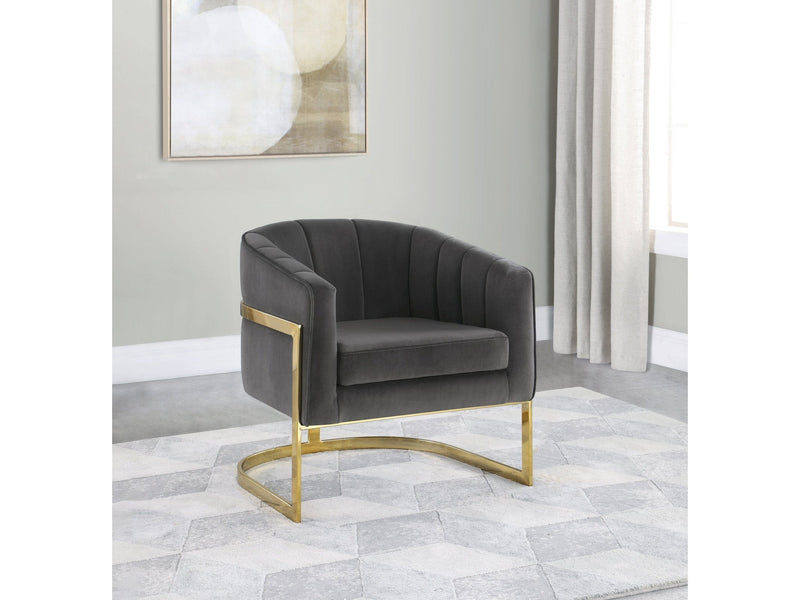 Sidra - Dark Grey& Gold - Accent Chair - Ornate Home