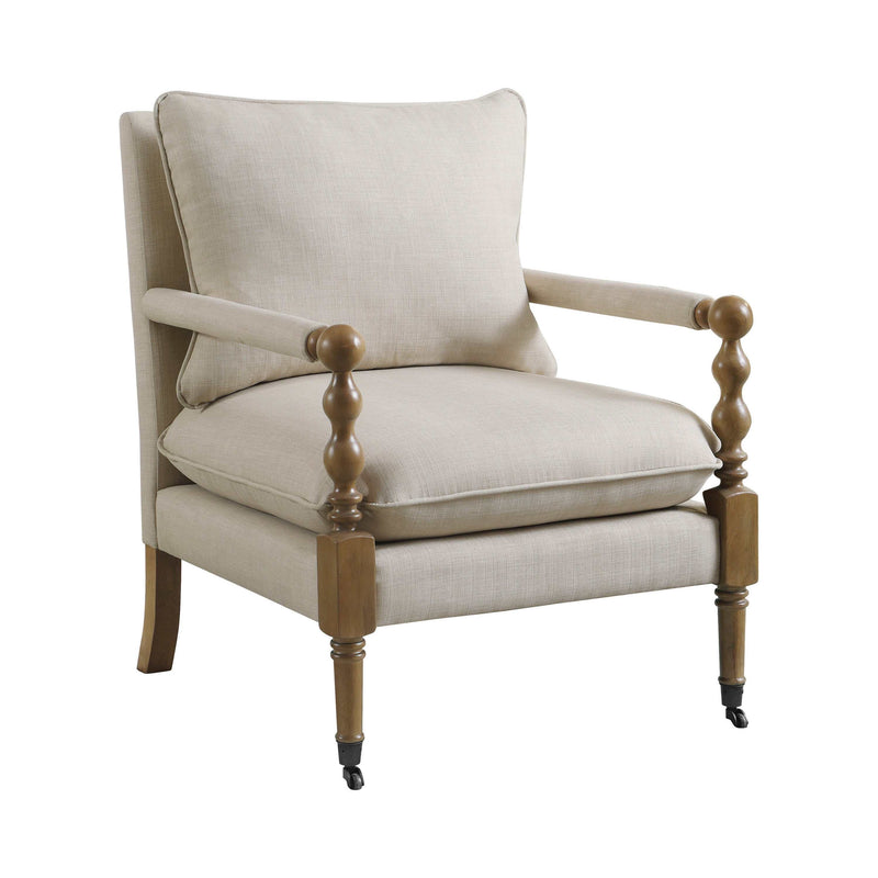 Morris - Dark oak & Beige - Accent Chair - Ornate Home