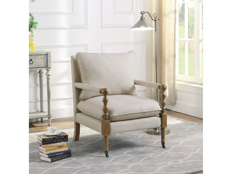 Morris - Dark oak & Beige - Accent Chair - Ornate Home