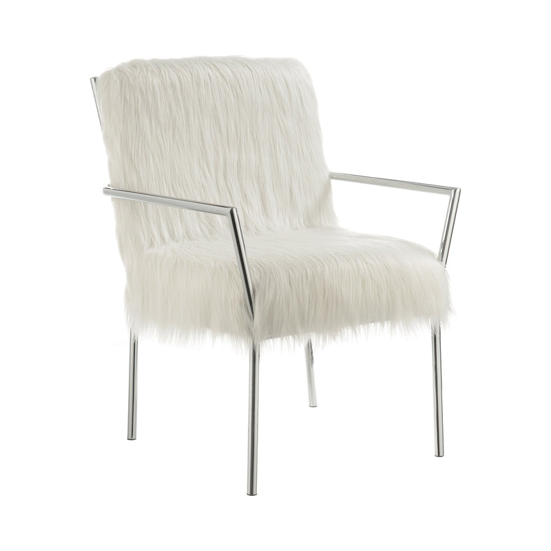 Xander White Accent Chair w/ Metal Arm