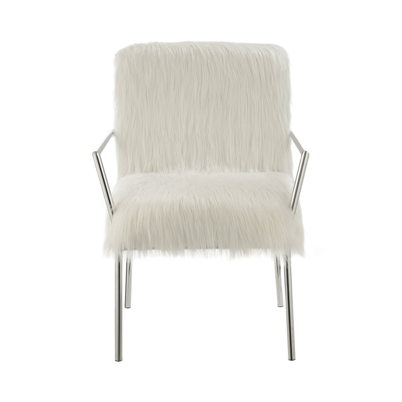 Xander White Accent Chair w/ Metal Arm