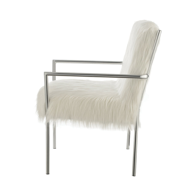 Xander White Accent Chair w/ Metal Arm