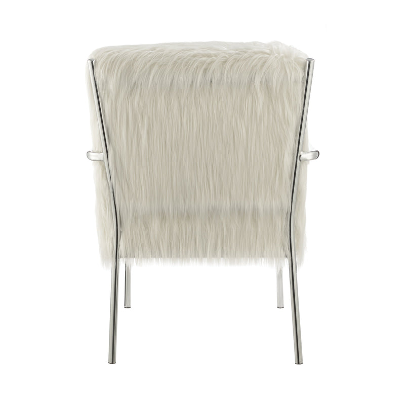 Xander White Accent Chair w/ Metal Arm