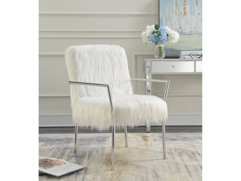 Xander White Accent Chair w/ Metal Arm