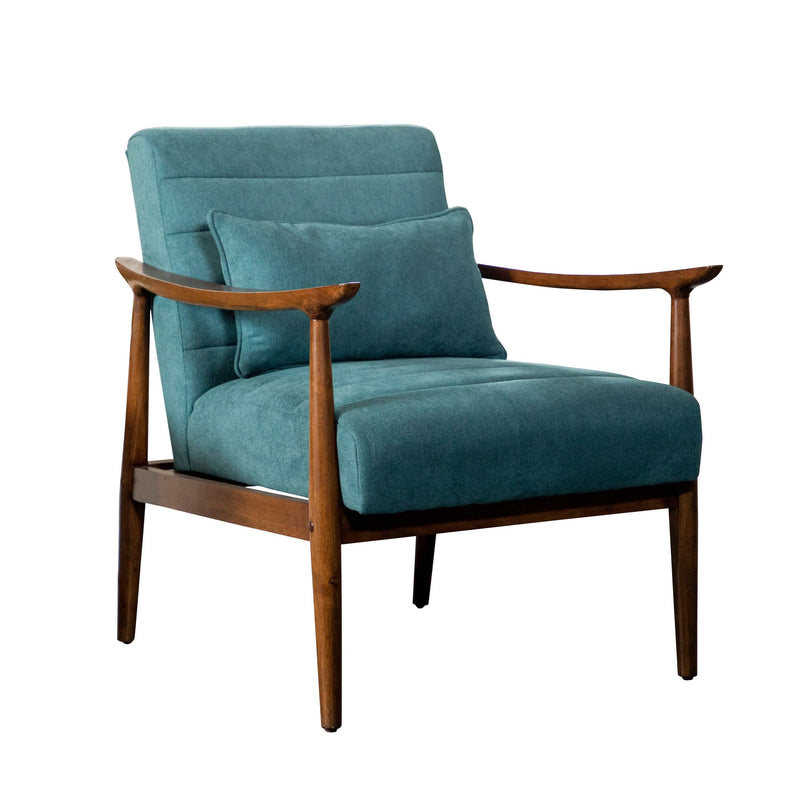 Jama - Teal & Walnut - Wooden Arm Accent Chair - Ornate Home