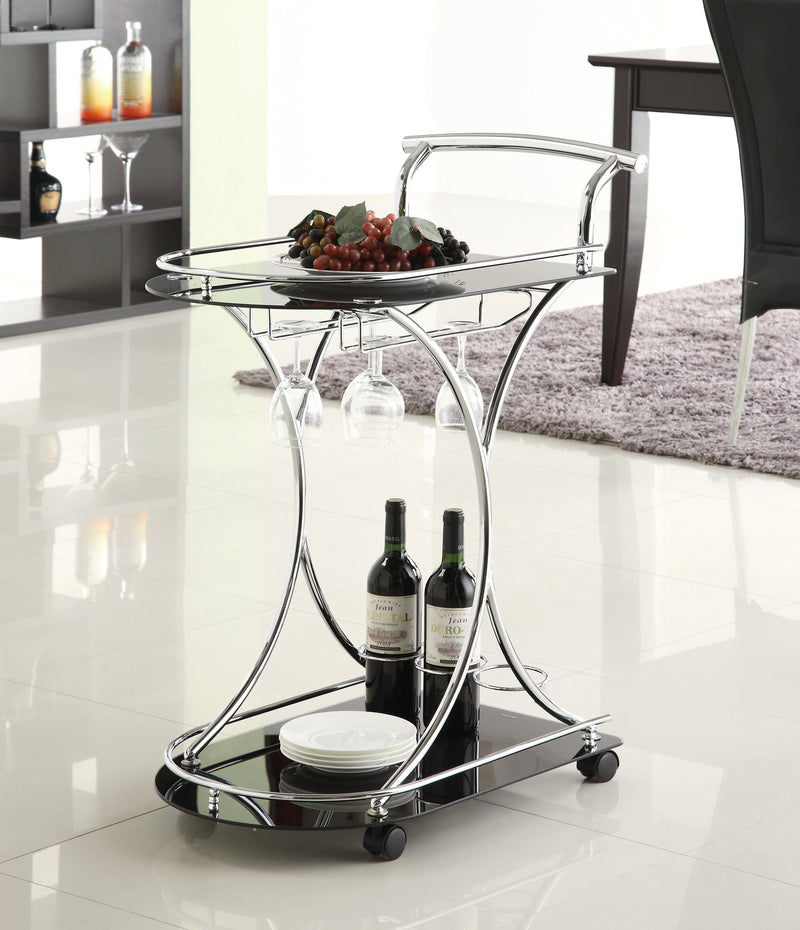 Una - Chrome & Black - Serving Cart - Ornate Home