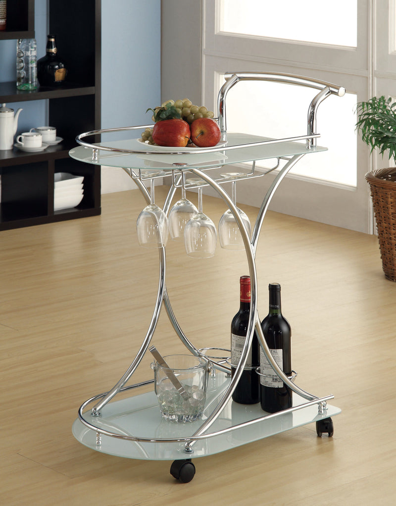 Una - Chrome & White - Serving Cart - Ornate Home