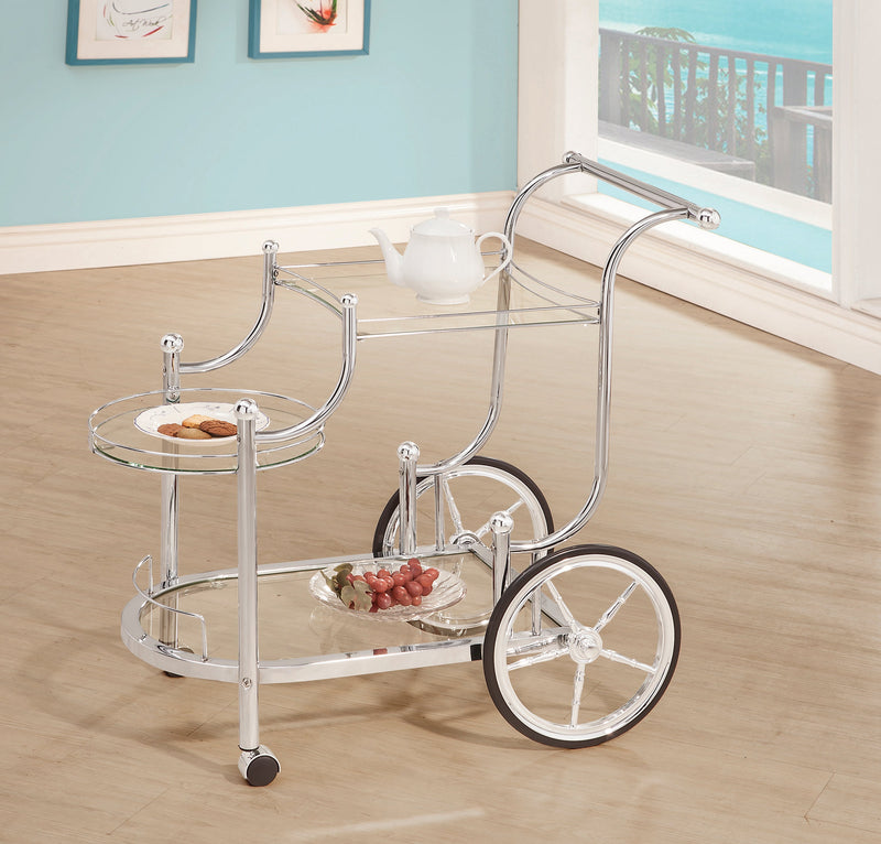 Sarandon Chrome & Clear 3Tier Serving Cart