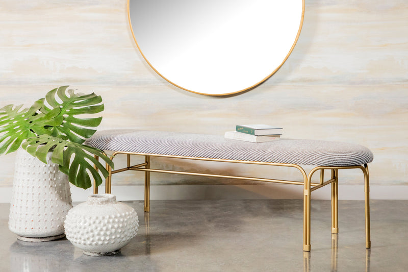 Torja - Grey And Gold - Accent Bench w/ Metal Leg - Ornate Home